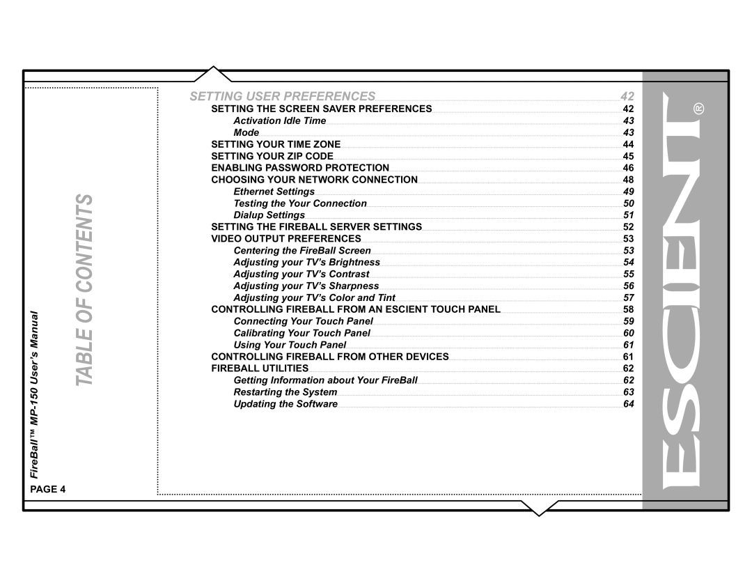 Escient MP-150 manual $FWLYDWLRQ,GOH7LPH 0RGH 