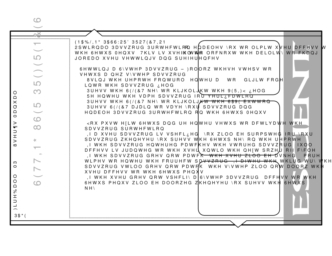 Escient MP-150 manual JoredoXvhuVhwwlqjvDqgSuhihuhqfhv, VhwxsDQhzV\VwhpSdvvzrug, LqwrWkhSdvvzrug¿Hog 