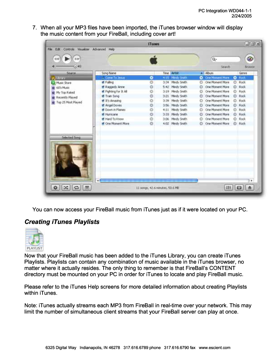 Escient MP-150 manual Creating iTunes Playlists 