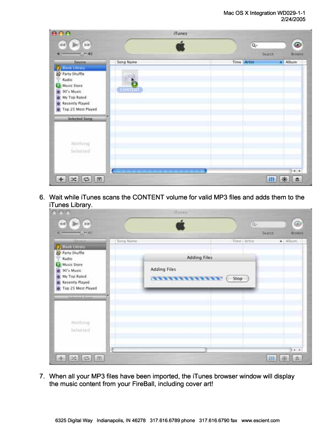 Escient MP-150 manual Mac OS X Integration WD029-1-12/24/2005 