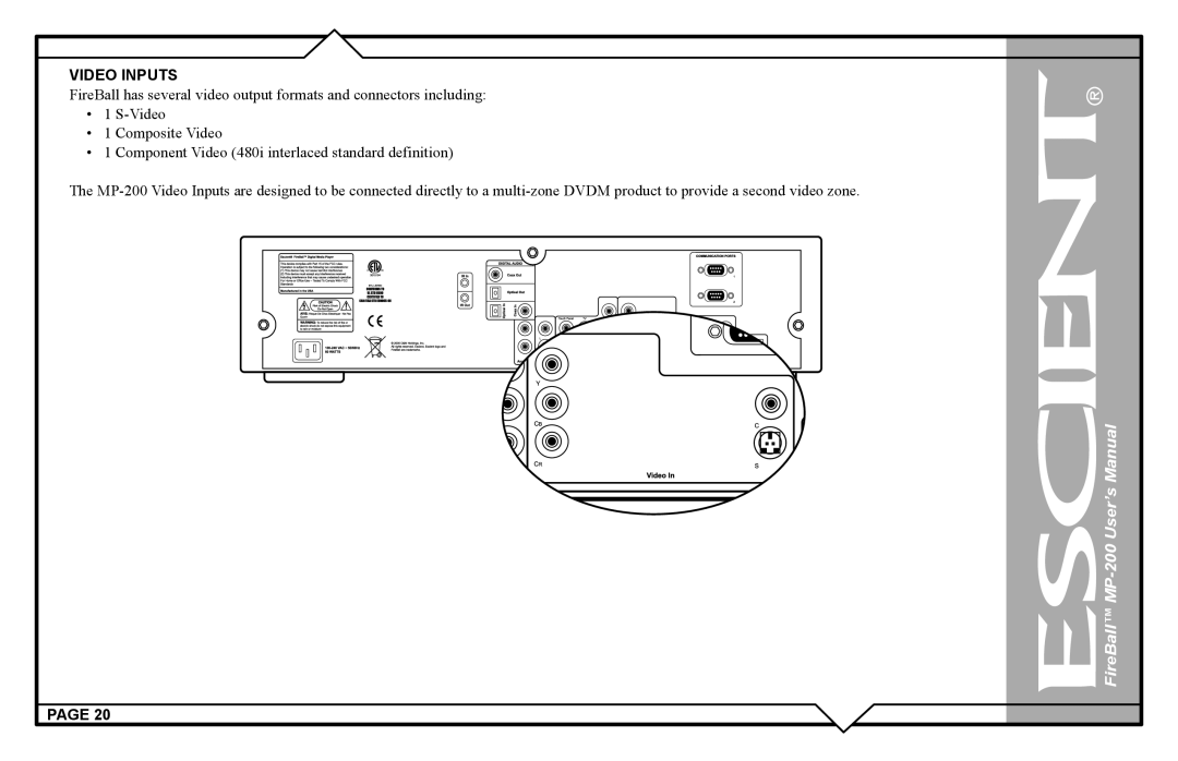 Escient user manual FireBall MP-200 User’s Manual 