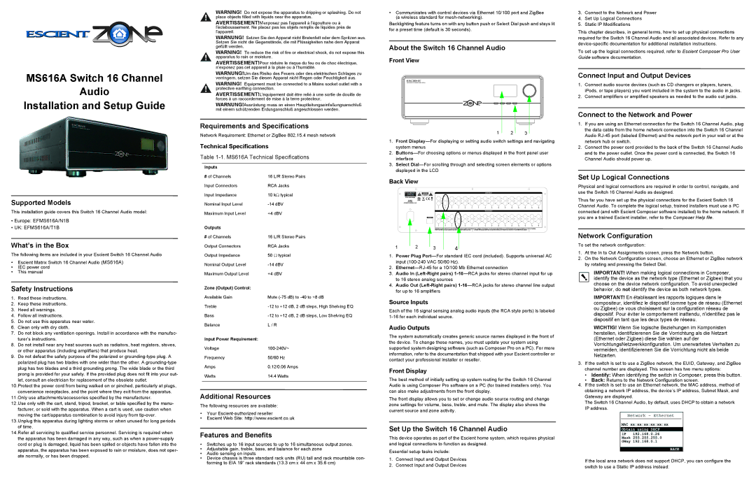 Escient MS616A technical specifications Supported Models, What’s in the Box, Safety Instructions, Additional Resources 