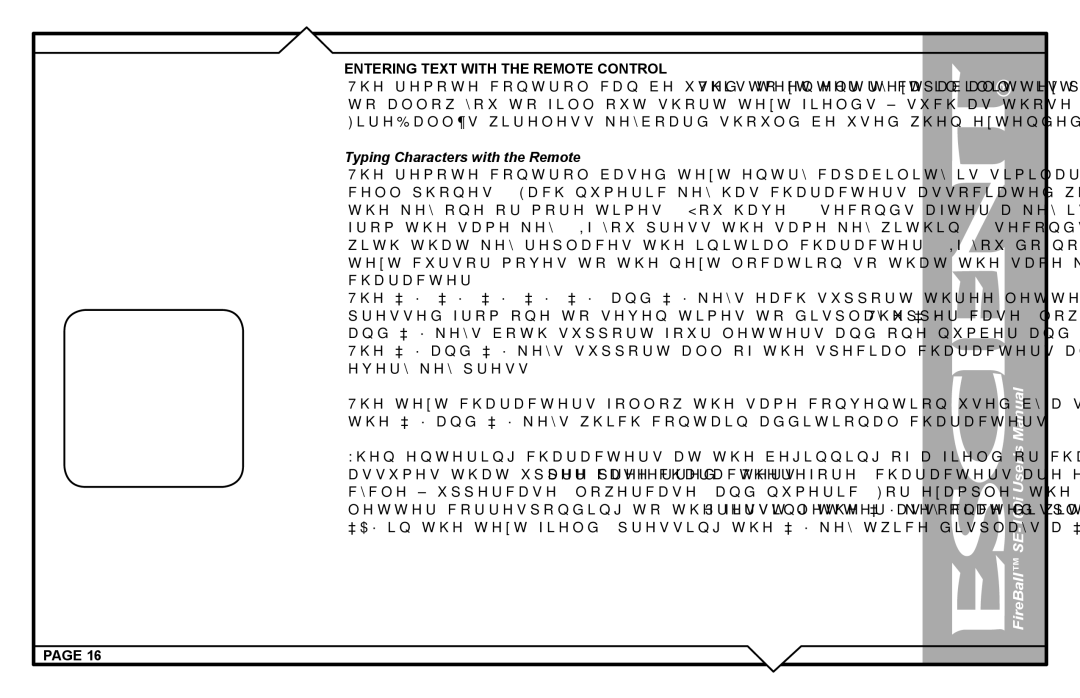 Escient SE-160i user manual Typing Characters with the Remote 