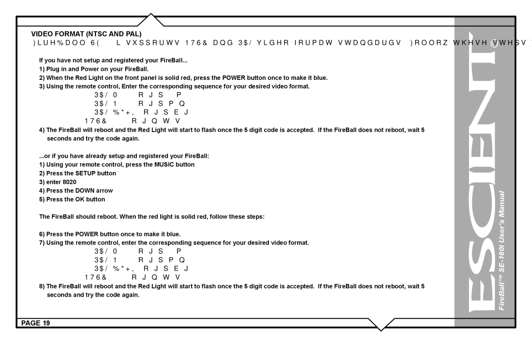 Escient SE-160i user manual = Ntsc 