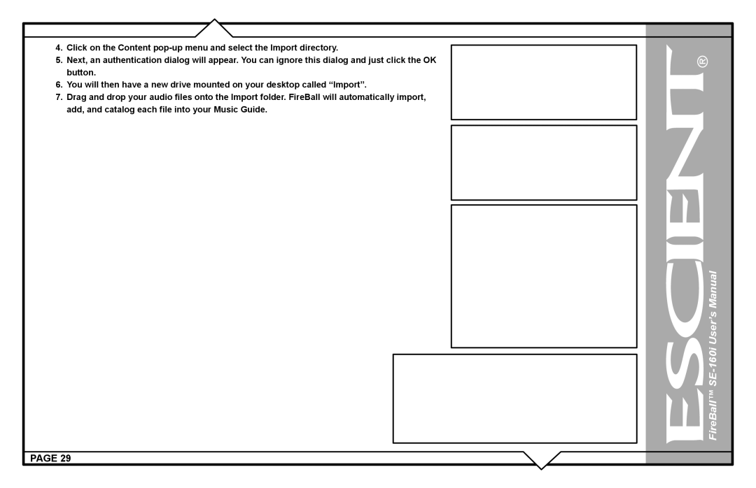 Escient user manual FireBall SE-160i User’s Manual 