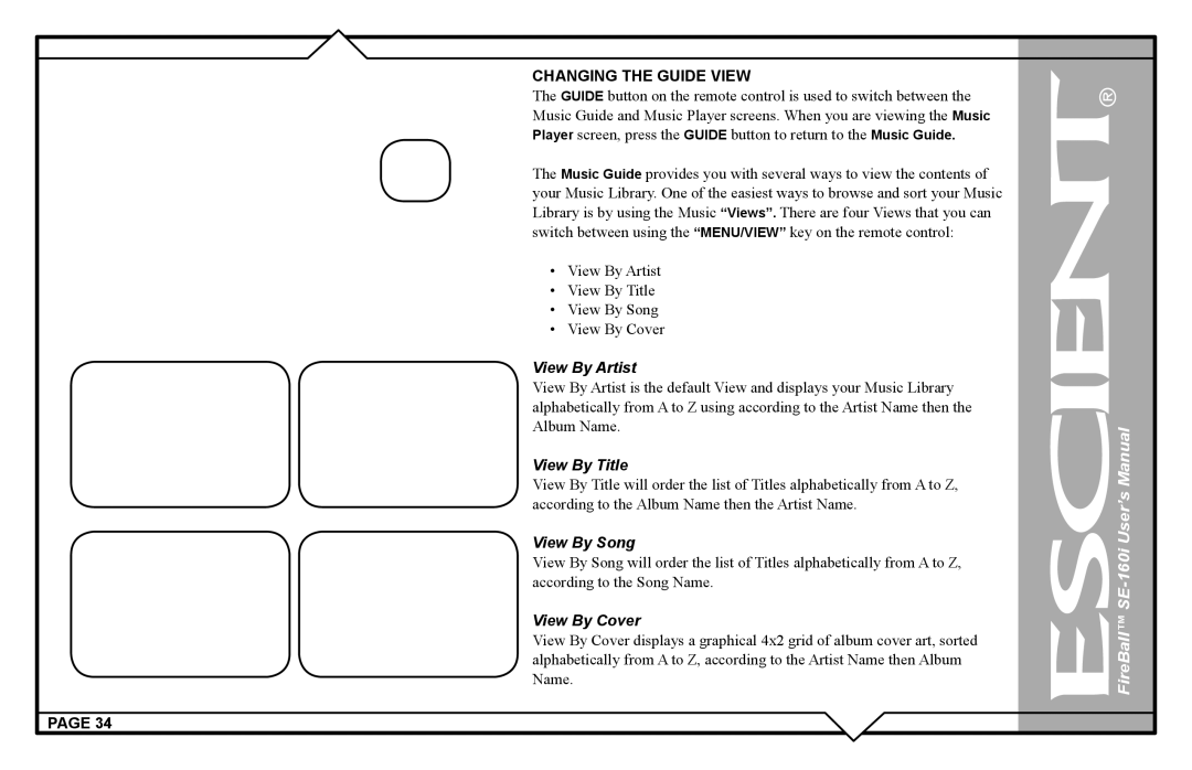 Escient SE-160i user manual Changing the Guide View, View By Artist 