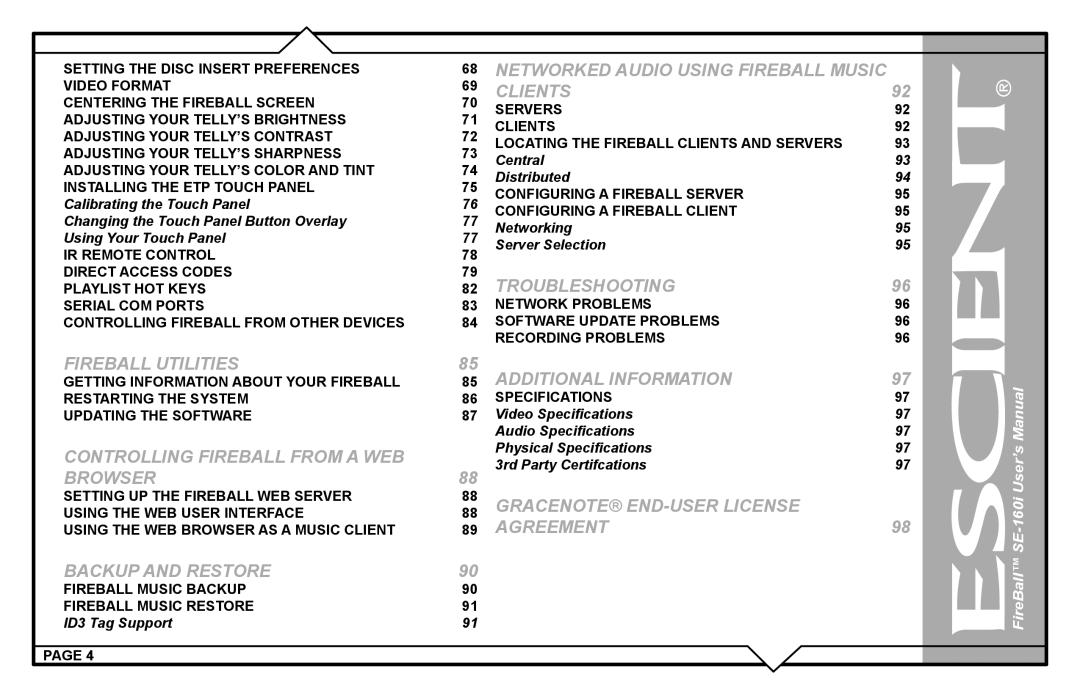 Escient SE-160i user manual ID3 Tag Support, Central Distributed, Networking Server Selection 