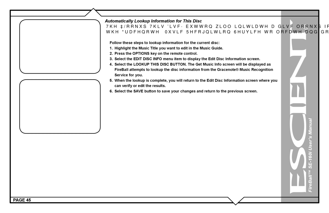 Escient user manual FireBall SE-160i User’s Manual 