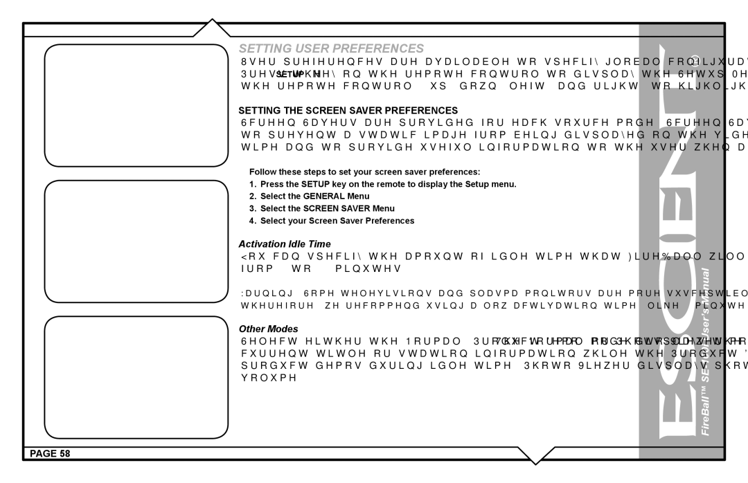 Escient SE-160i user manual Setting the Screen Saver Preferences, Activation Idle Time 