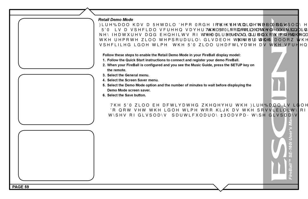 Escient SE-160i user manual Retail Demo Mode 