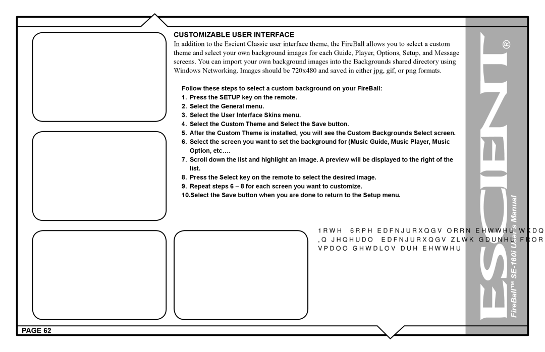 Escient SE-160i user manual Customizable User Interface 