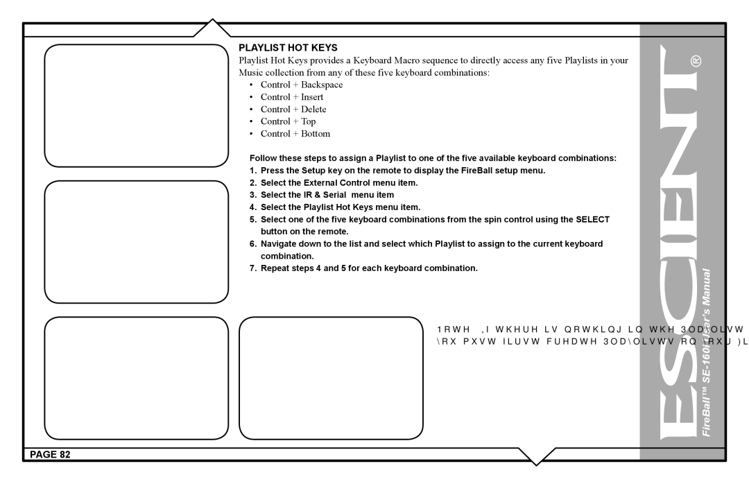 Escient SE-160i user manual Playlist HOT Keys 