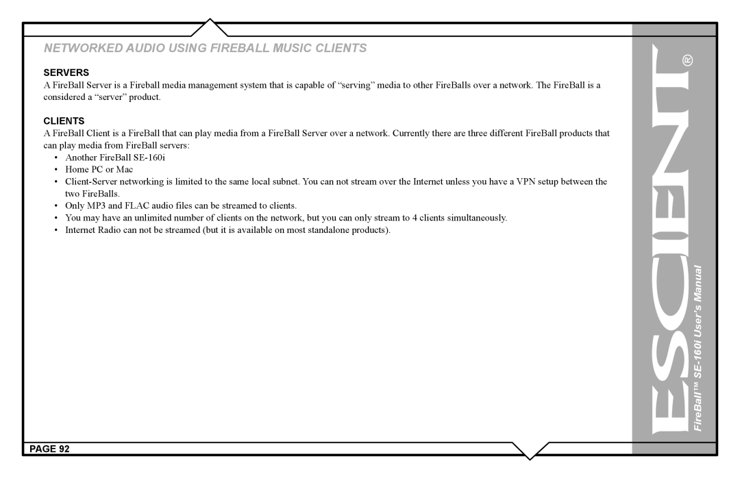 Escient SE-160i user manual Servers, Clients 