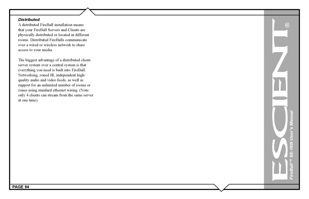 Escient SE-160i user manual Distributed 