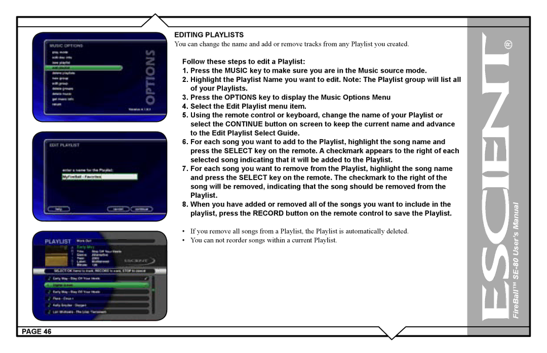 Escient user manual FireBall SE-80 User’s Manual 