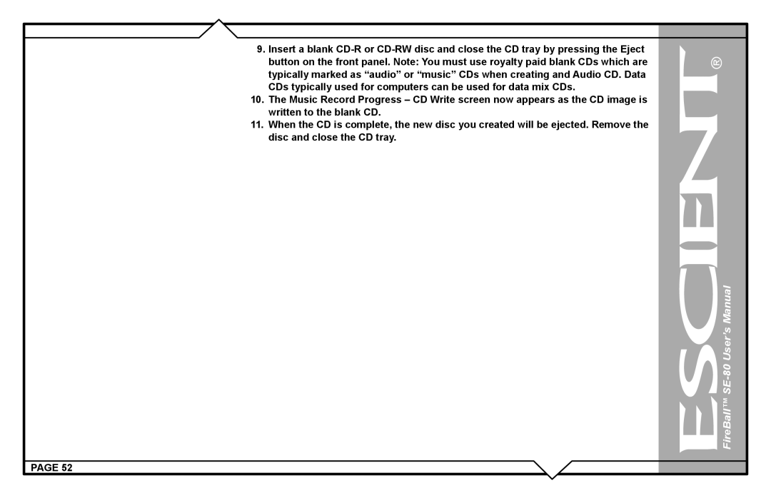 Escient user manual FireBall SE-80 User’s Manual 