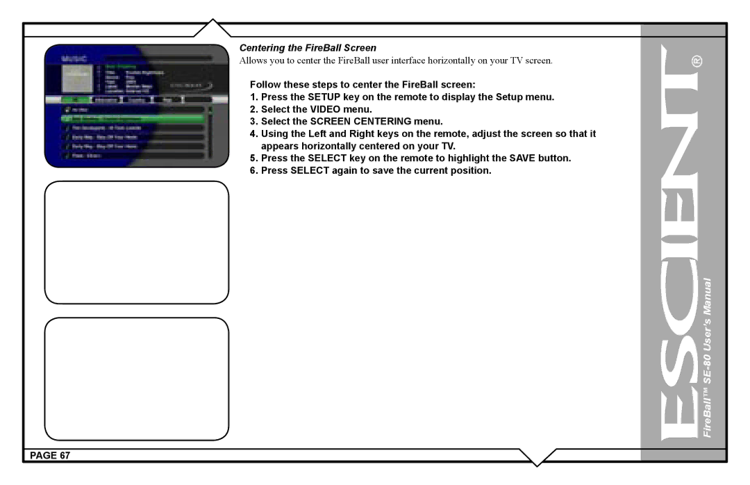 Escient user manual FireBall SE-80 User’s Manual 