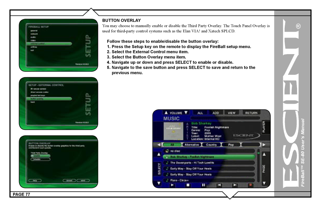 Escient user manual FireBall SE-80 User’s Manual 