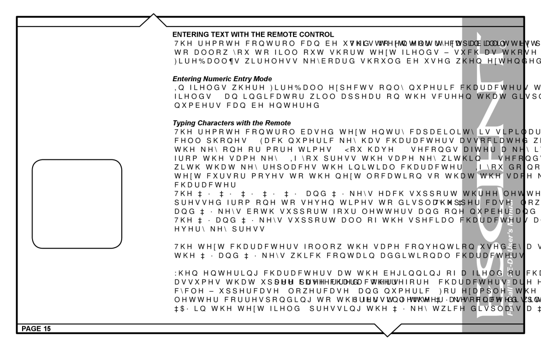 Escient SE-D1 user manual Entering Text with the Remote Control, Entering Numeric Entry Mode 