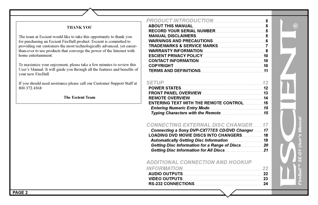 Escient SE-D1 user manual Product Introduction 