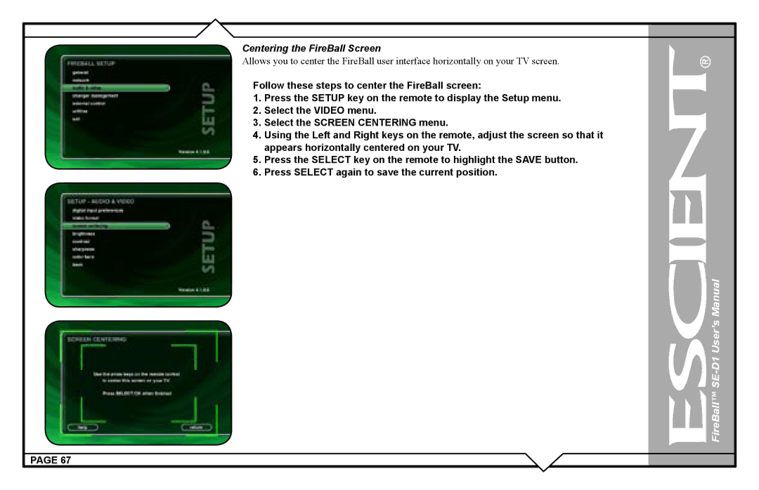 Escient user manual FireBall SE-D1 User’s Manual 