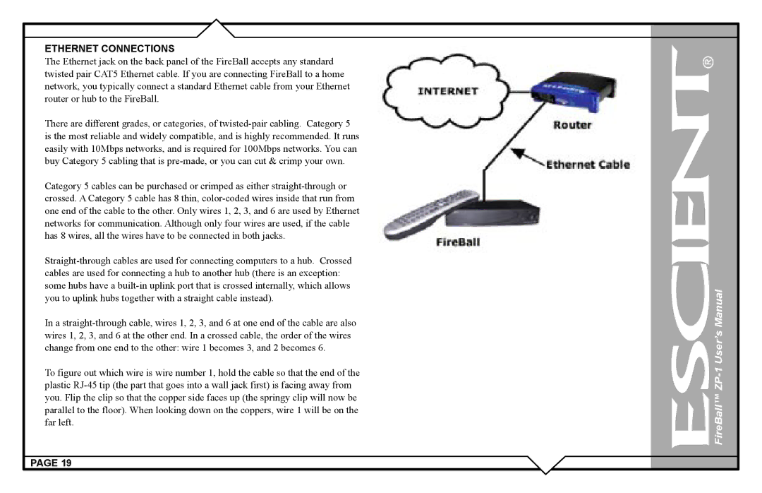 Escient ZP-'1 user manual Ethernet Connections 