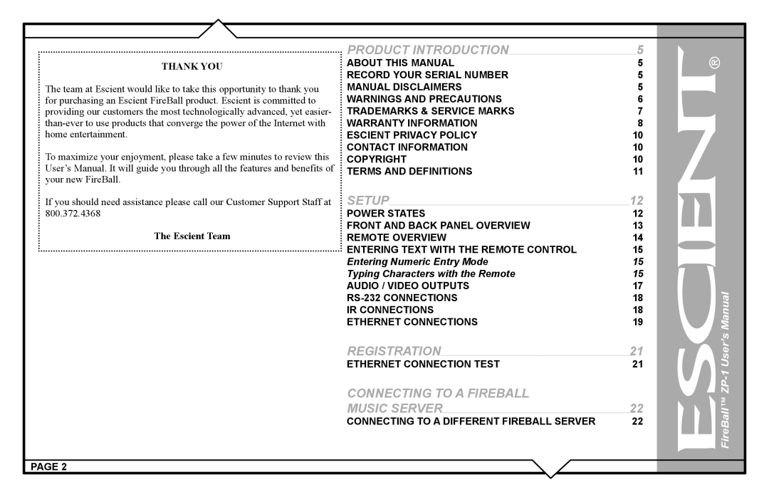 Escient ZP-'1 user manual Registration 