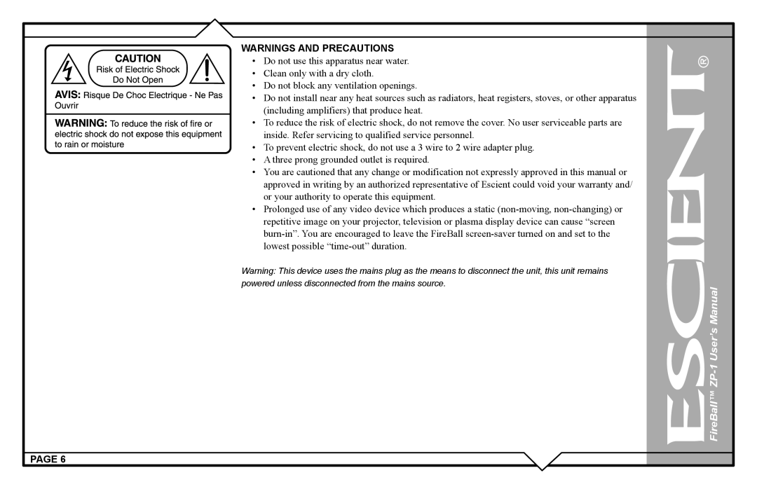 Escient ZP-'1 user manual Lowest possible time-out duration 