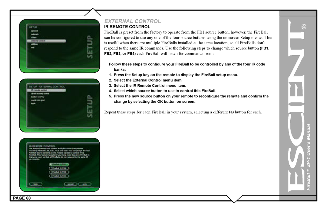 Escient ZP-'1 user manual IR Remote Control 