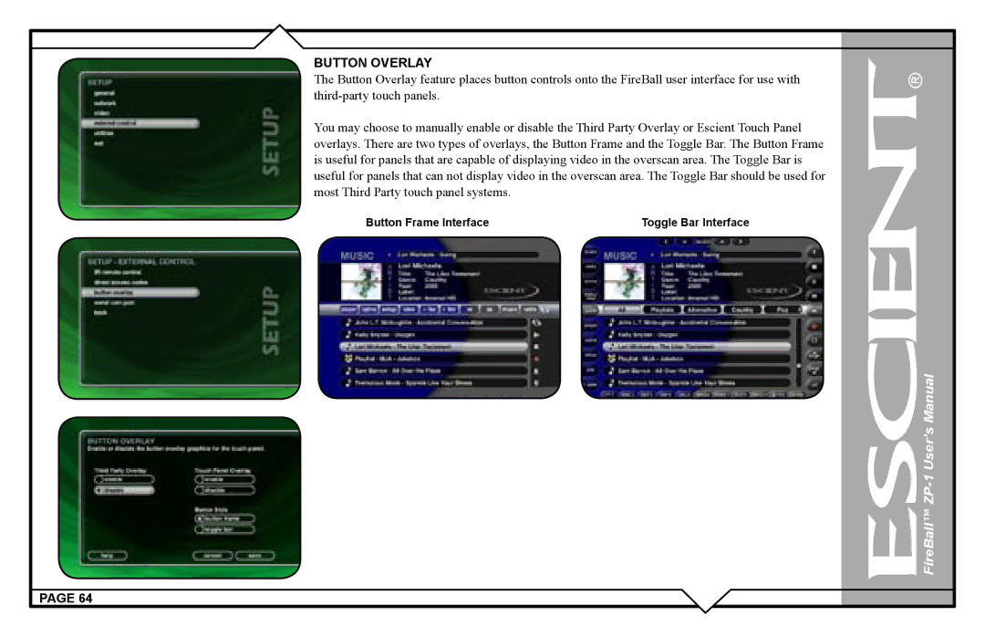 Escient ZP-'1 user manual Button Overlay 