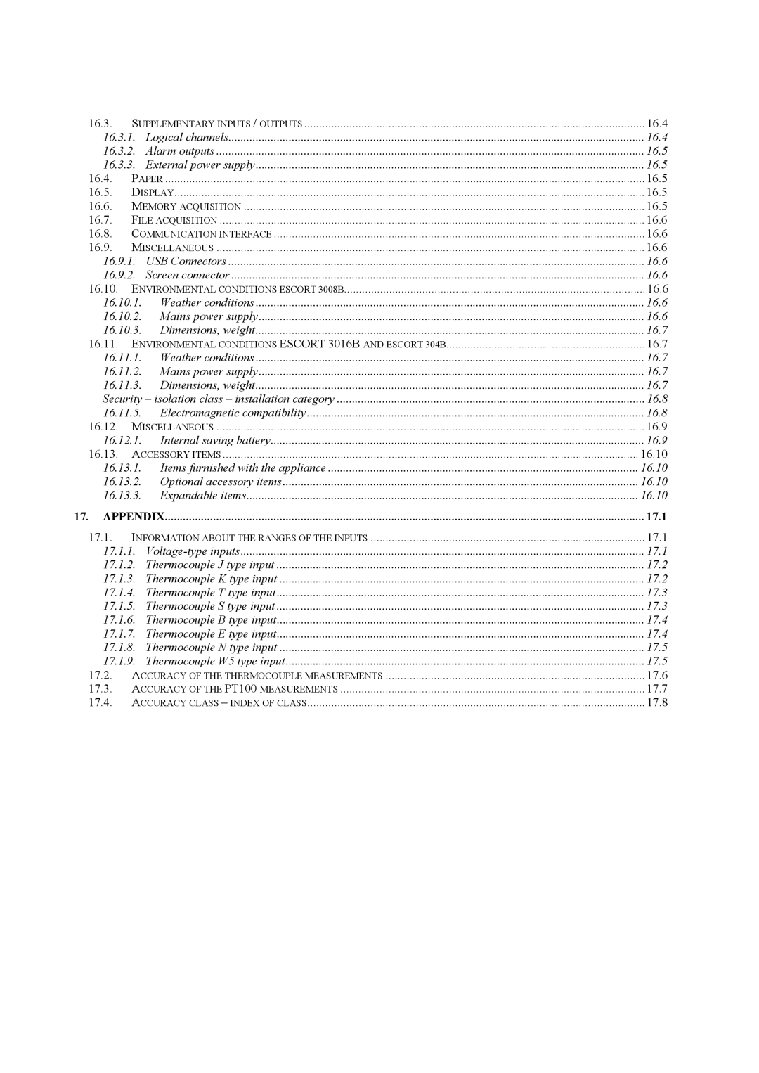 Escort 3008B, 3016B, 3004B user manual Appendix 