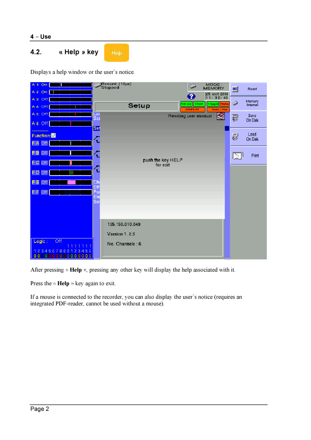 Escort 3008B, 3016B, 3004B user manual Help key 