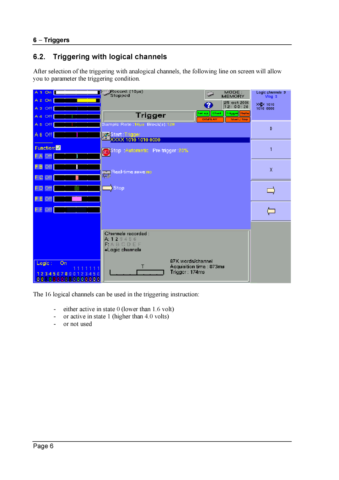 Escort 3016B, 3008B, 3004B user manual Triggering with logical channels, Triggers 