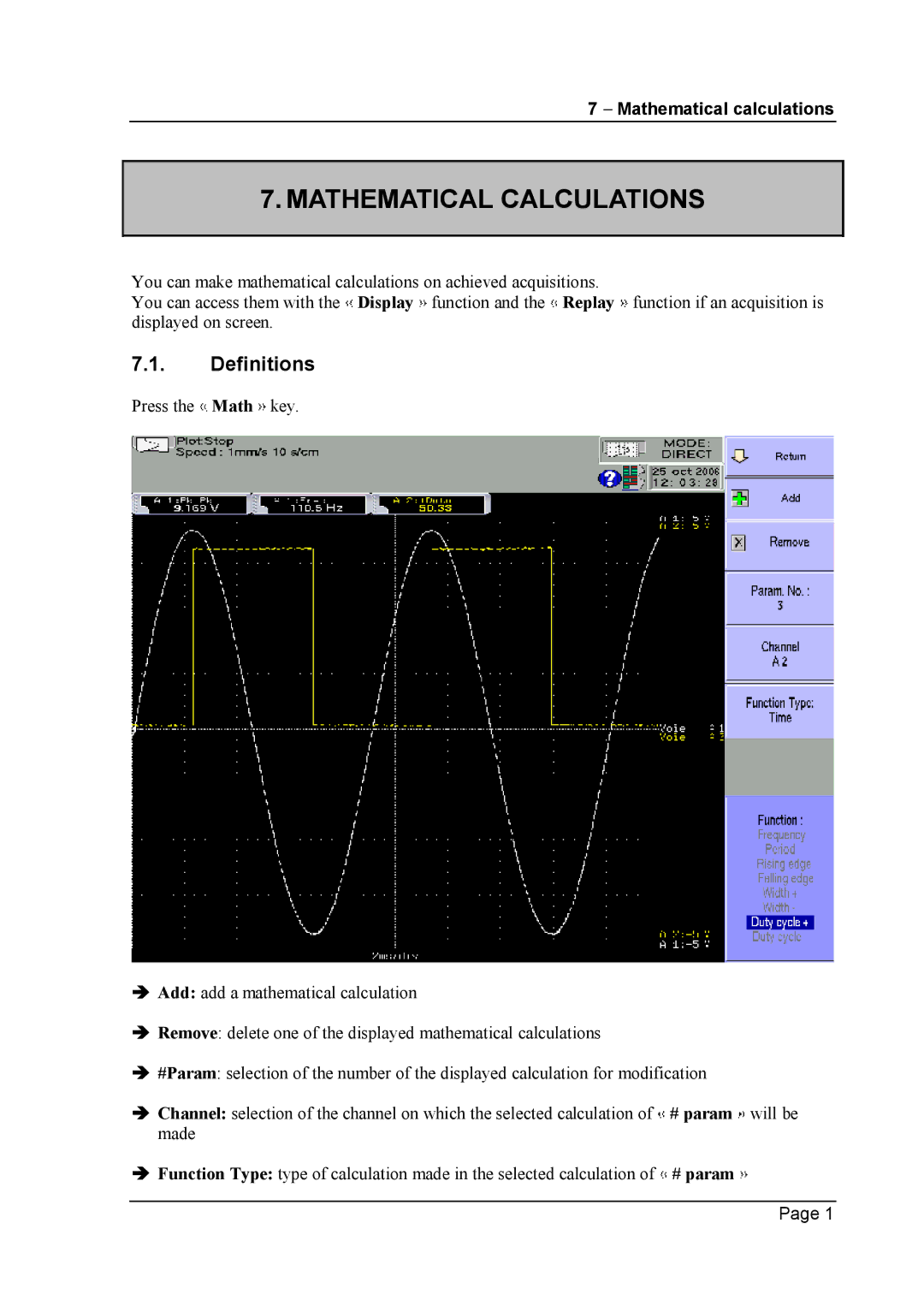 Escort 3008B, 3016B, 3004B user manual Mathematical Calculations, Definitions, Mathematical calculations 