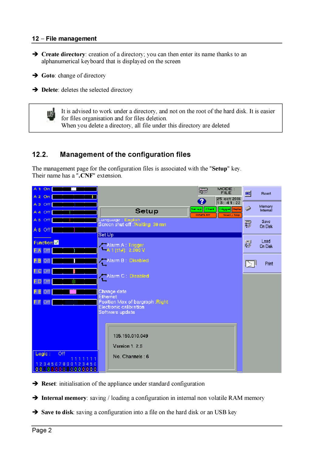 Escort 3016B, 3008B, 3004B user manual Management of the configuration files 