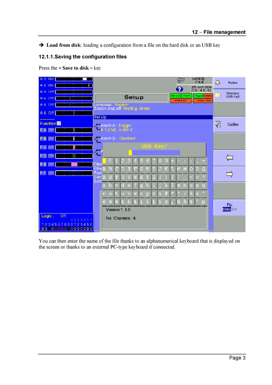 Escort 3008B, 3016B, 3004B user manual Saving the configuration files 