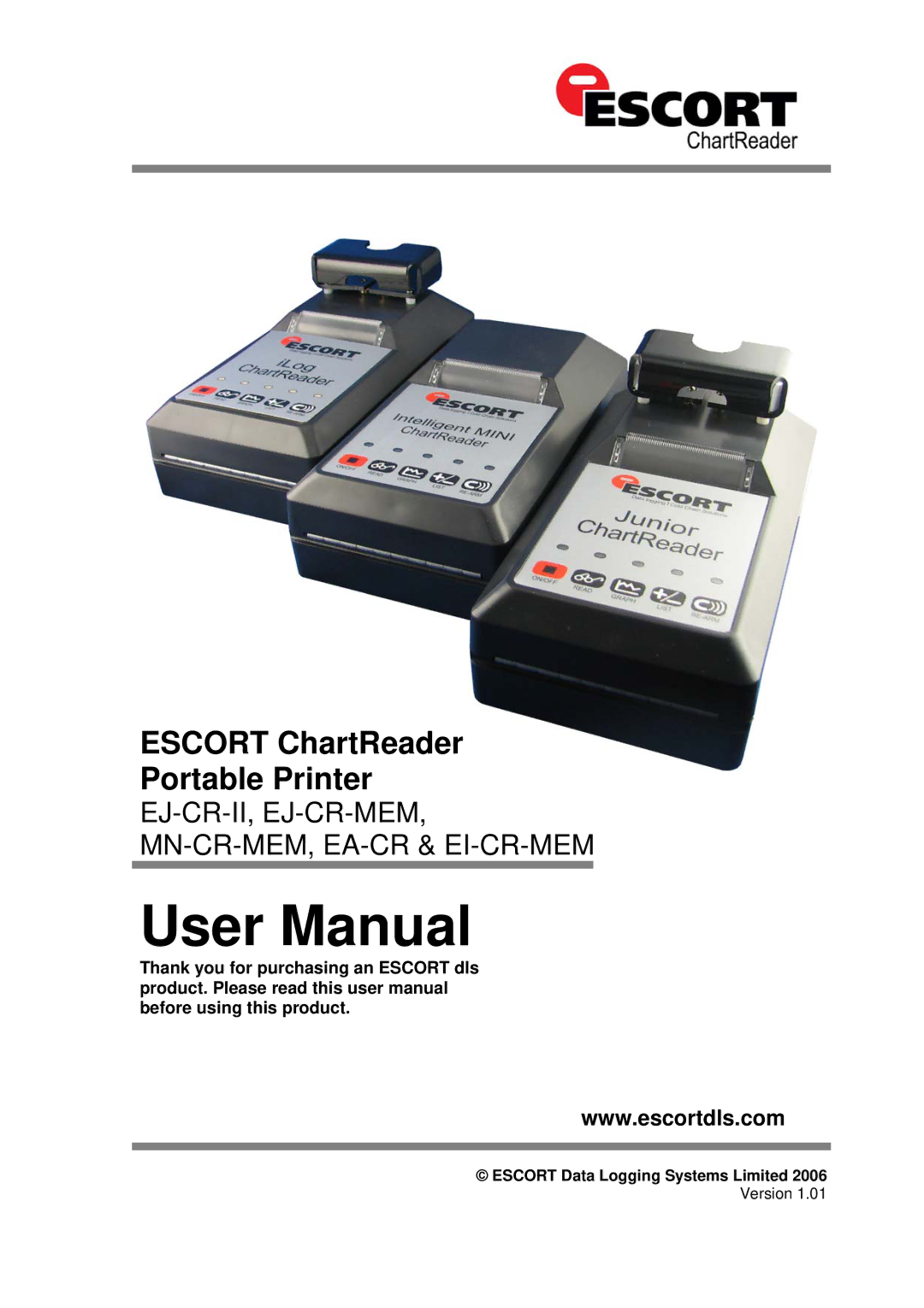 Escort EJ-CR-II, EJ-CR-MEM, EI-CR-MEM user manual Escort ChartReader Portable Printer, Escort Data Logging Systems Limited 