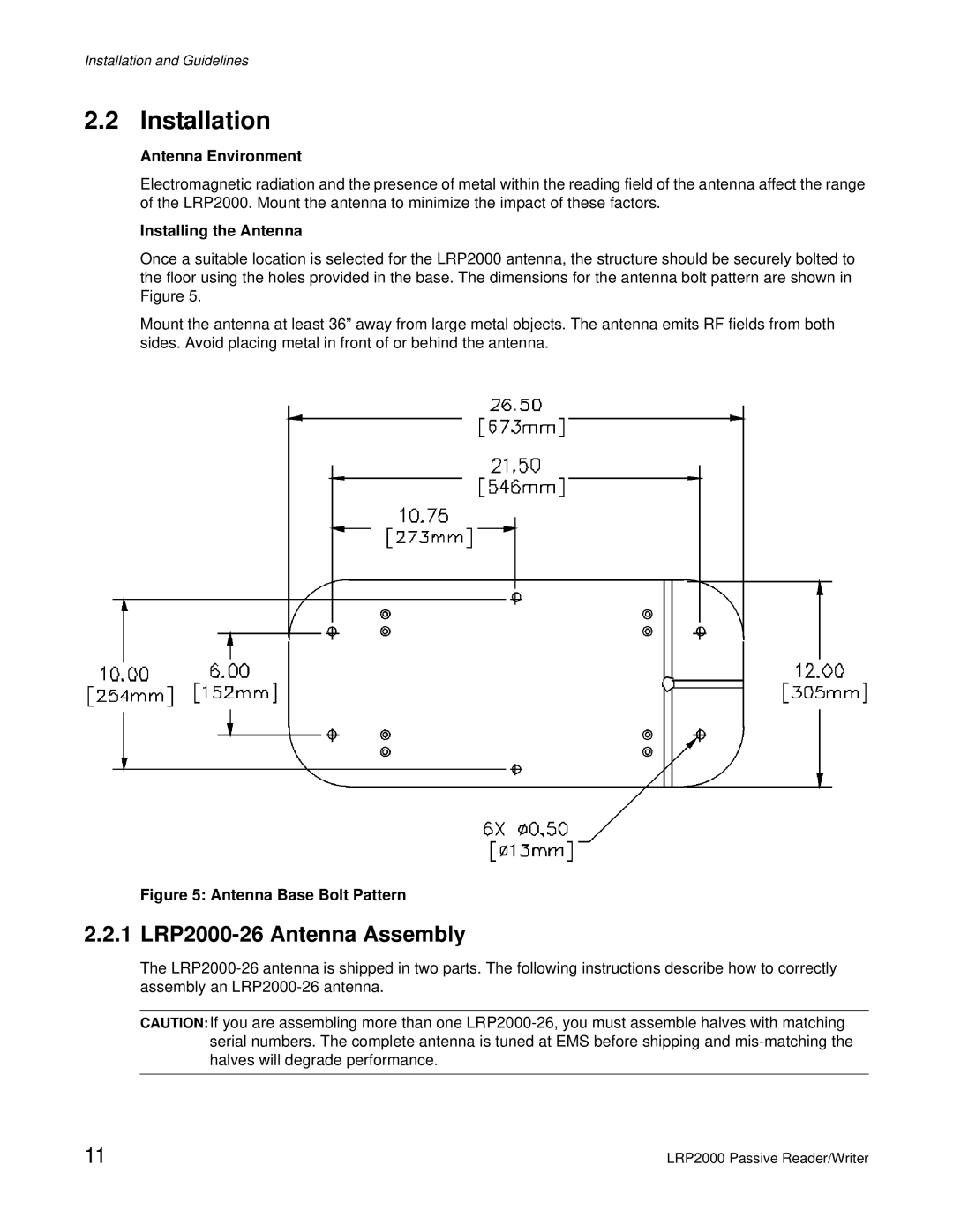 Escort manual Installation, 1 LRP2000-26 Antenna Assembly, Antenna Environment, Installing the Antenna 