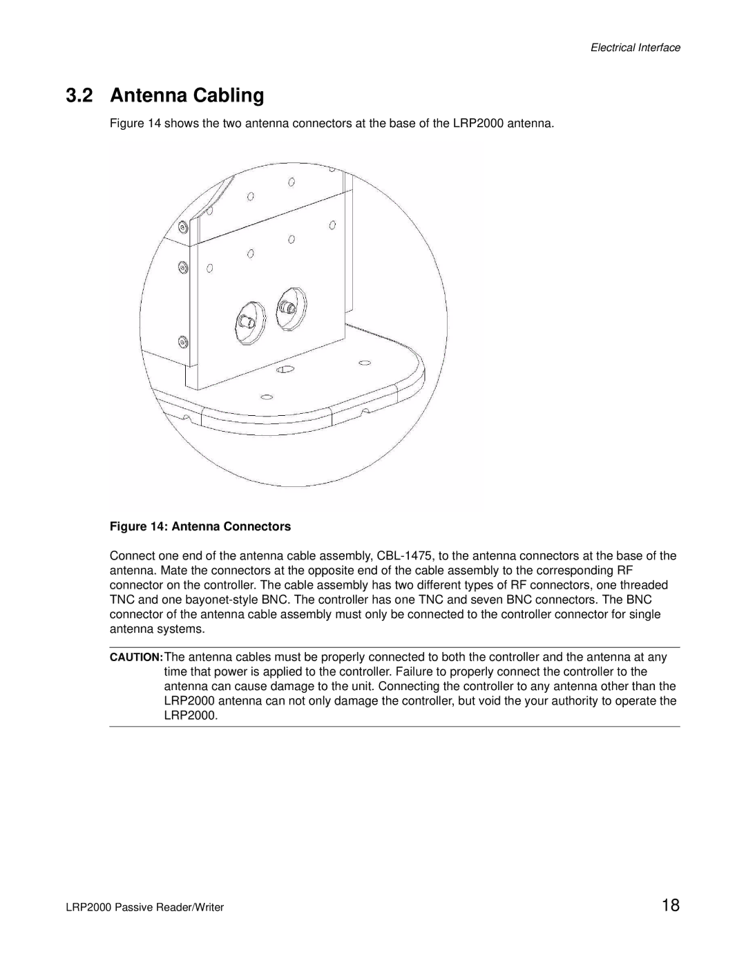 Escort LRP2000 manual Antenna Cabling, Antenna Connectors 