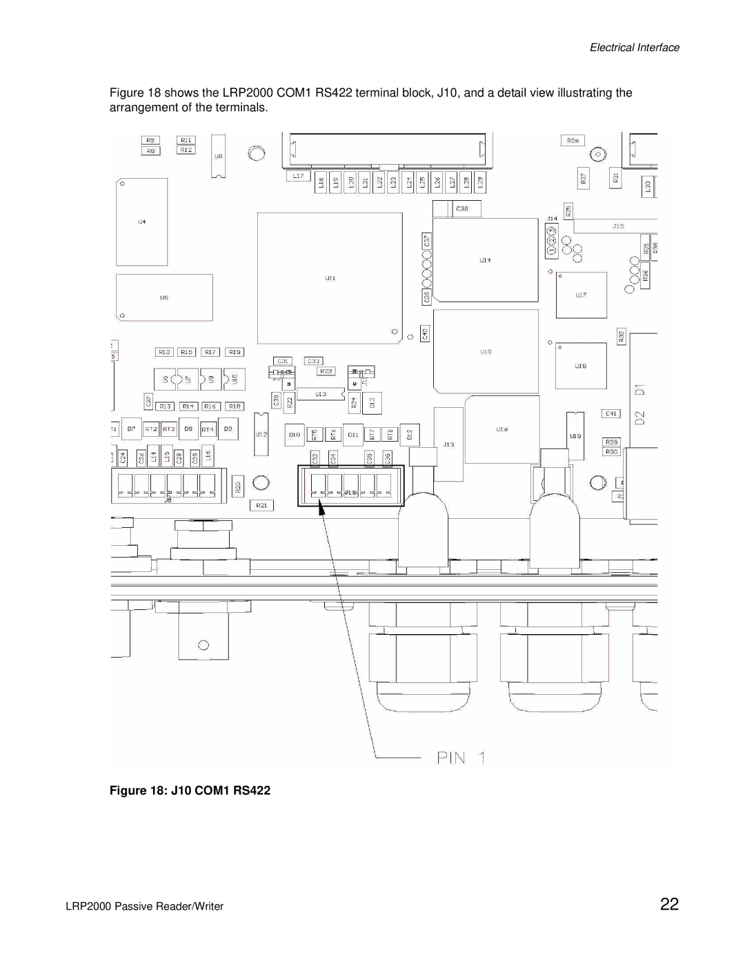 Escort LRP2000 manual J10 COM1 RS422 