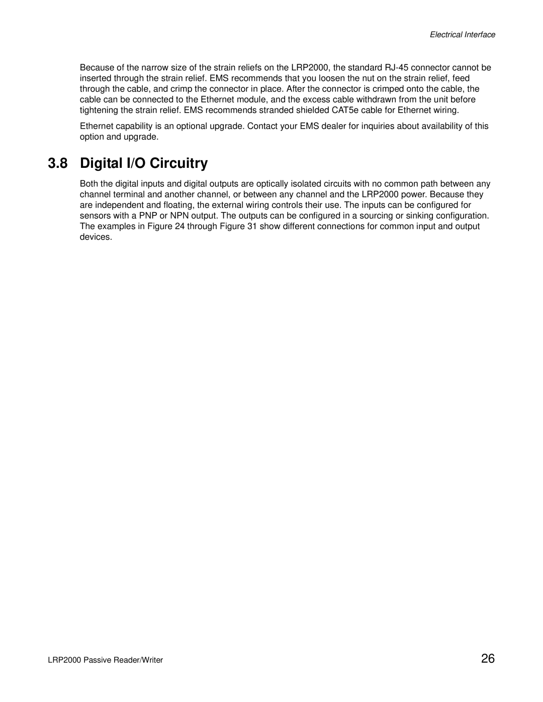 Escort LRP2000 manual Digital I/O Circuitry 