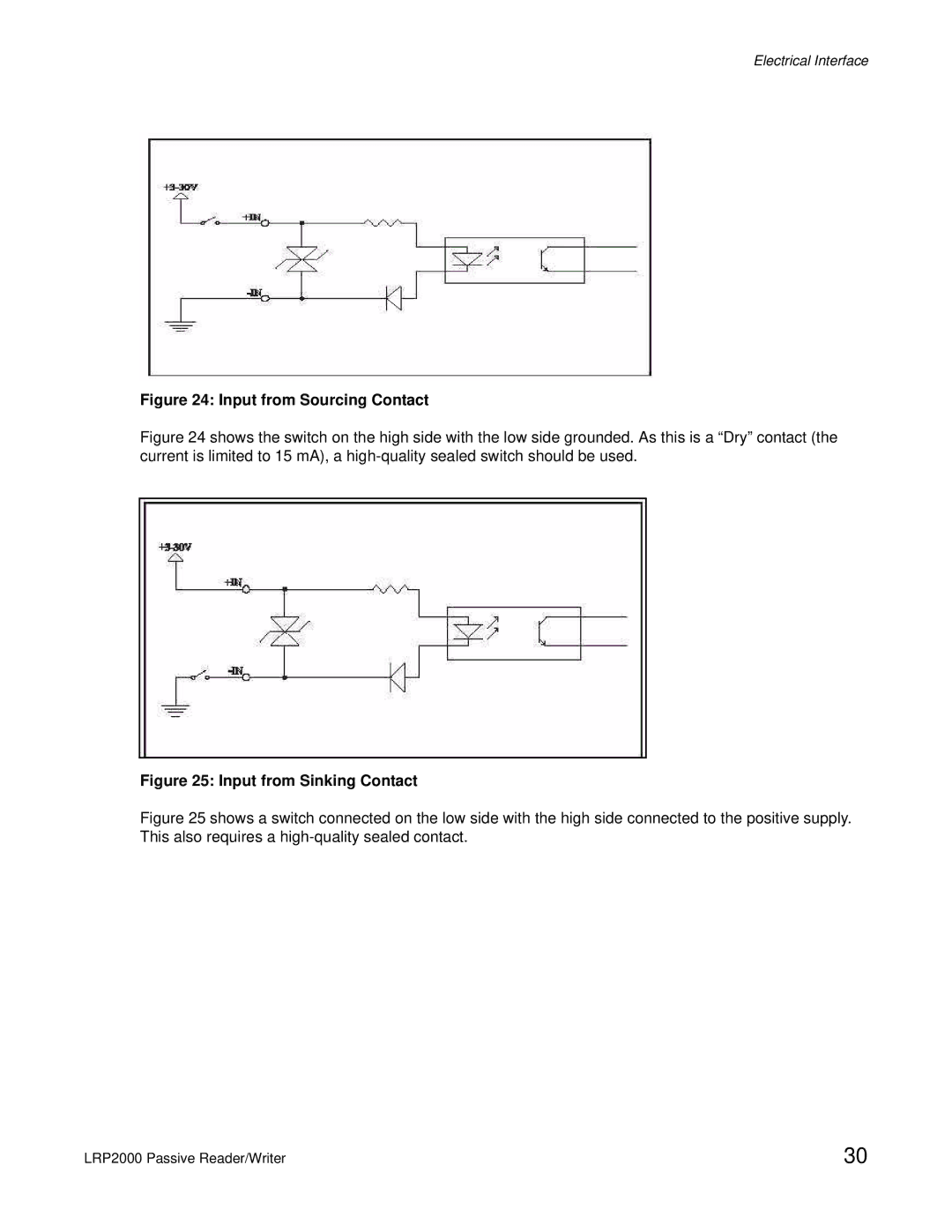 Escort LRP2000 manual Input from Sourcing Contact 