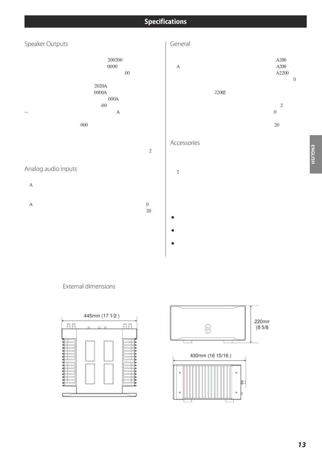 Esoteric A-02 owner manual Specifications 