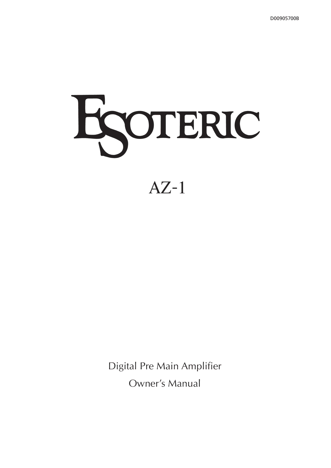 Esoteric AZ-1 manual Digital Pre Main Amplifier 