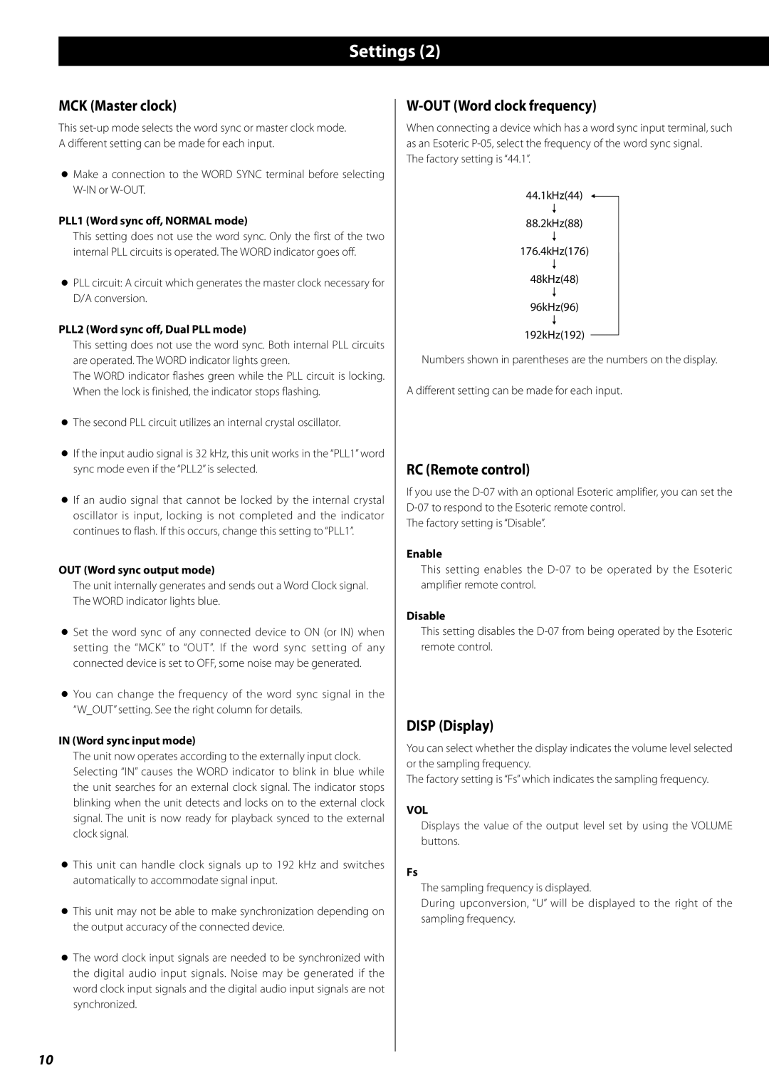 Esoteric D-07 owner manual 
