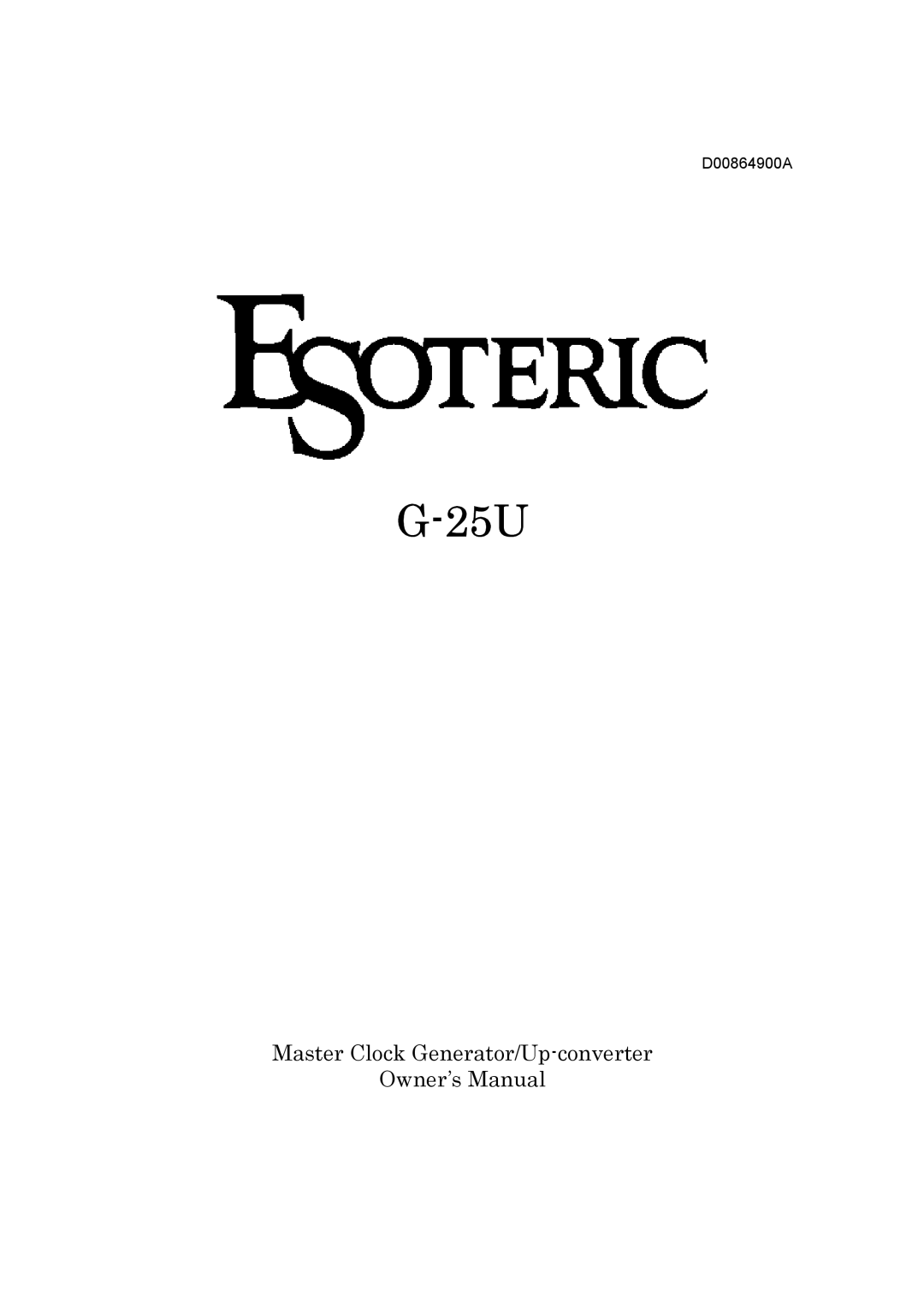 Esoteric G-25U manual 