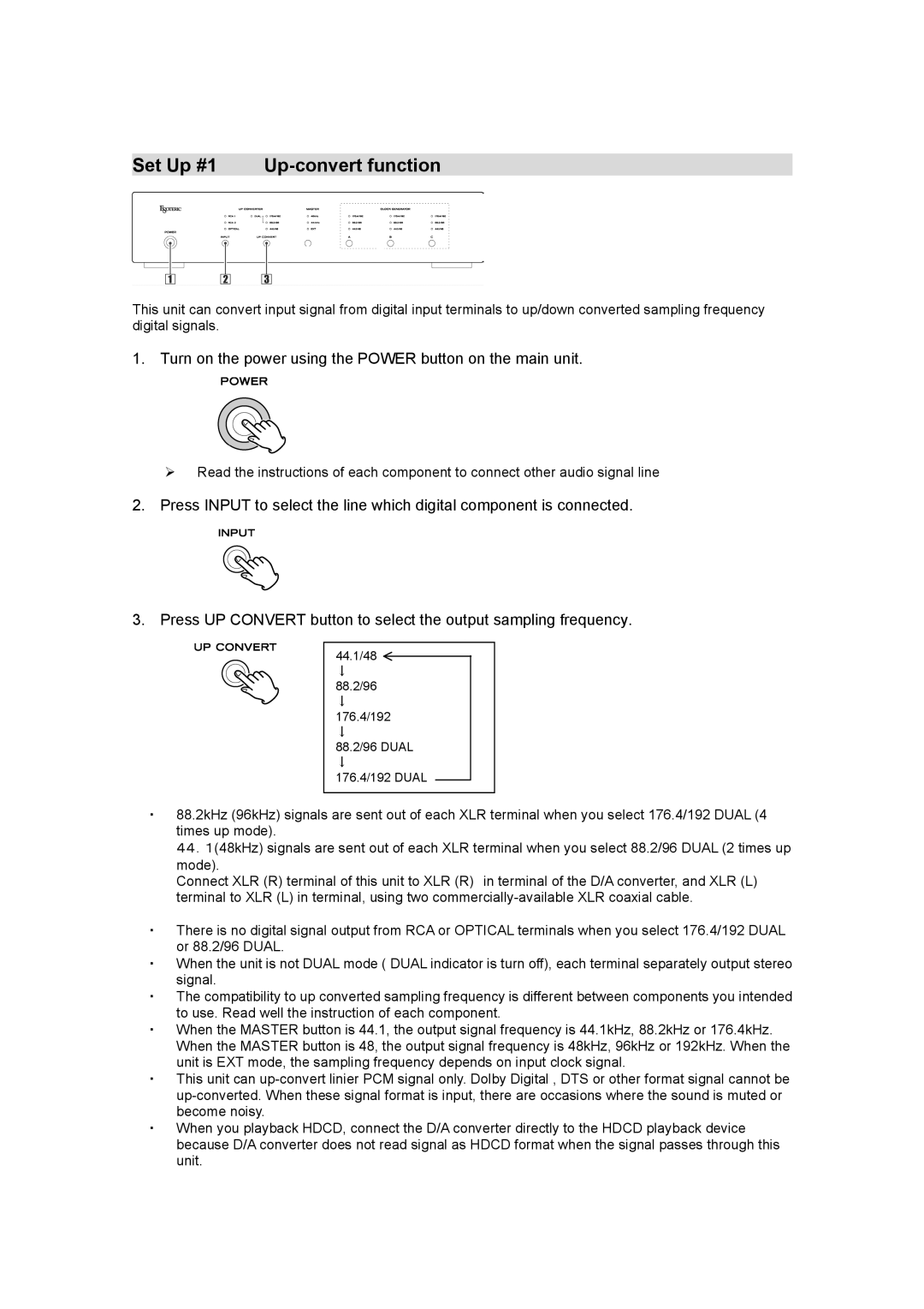 Esoteric G-25U manual Set Up #1 Up-convert function 