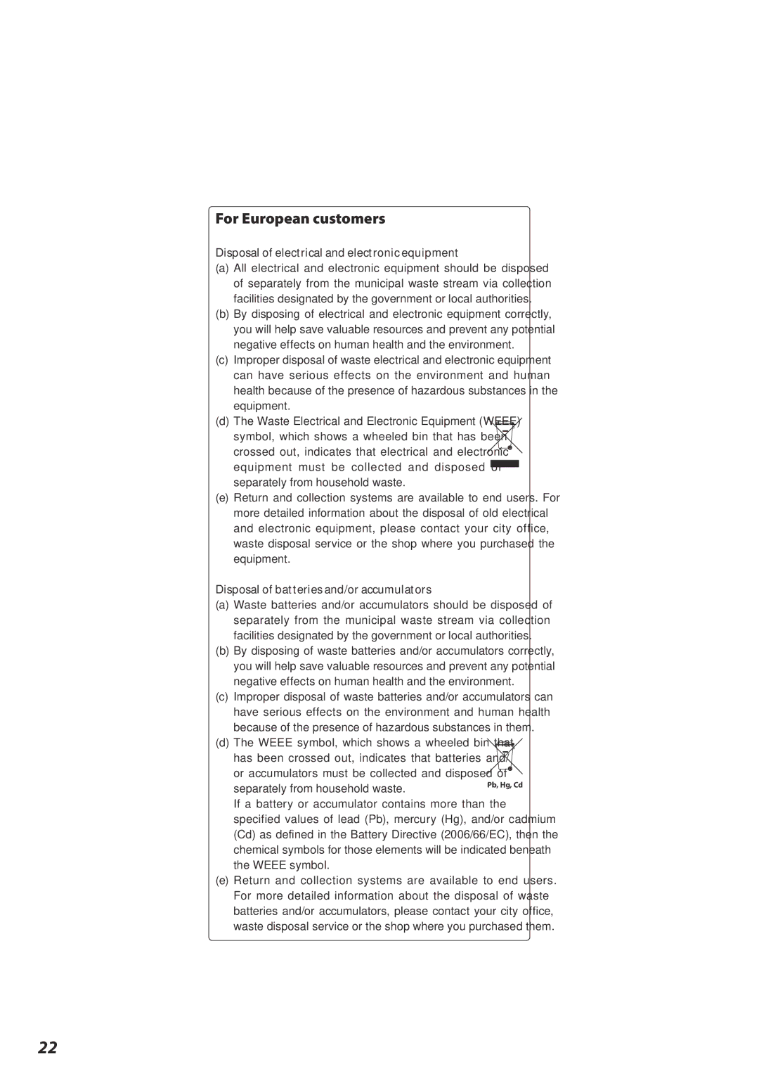 Esoteric I-03 owner manual For European customers, Disposal of electrical and electronic equipment 