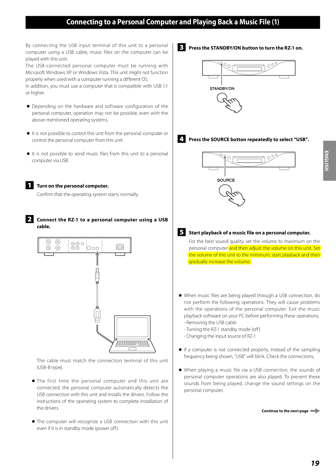 Esoteric RZ-1 owner manual Turn on the personal computer, Confirm that the operating system starts normally 