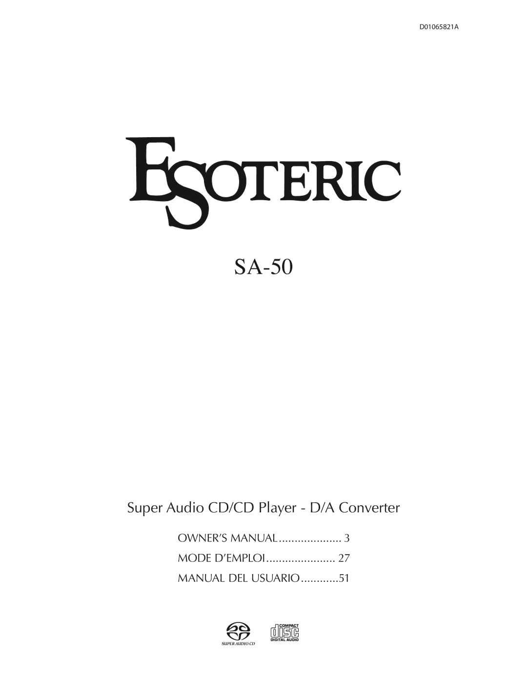 Esoteric SA-50 owner manual 